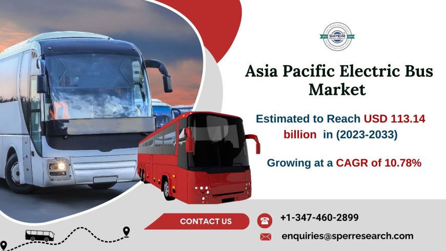 Asia Pacific Electric Bus Market is expected to surge at a CAGR of 10.78%, reaching USD 113.14 billion by 2033: SPER Market Research.