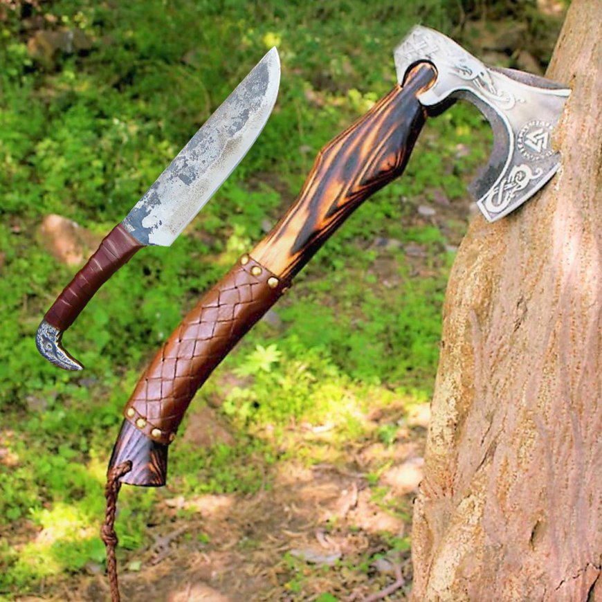 Best Selling Handmade Viking Axe with Knife Set