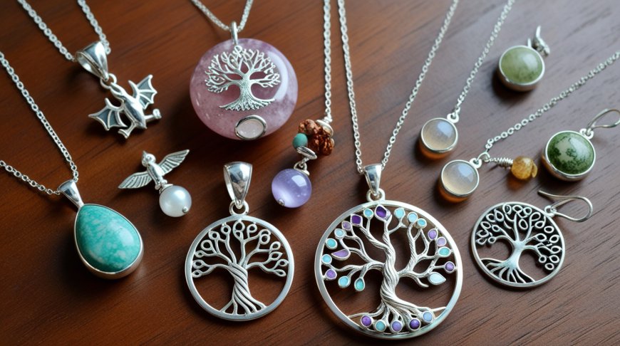 Bijoux argent 925 avec cristaux chakra et arbre de vie | Spoo-Design