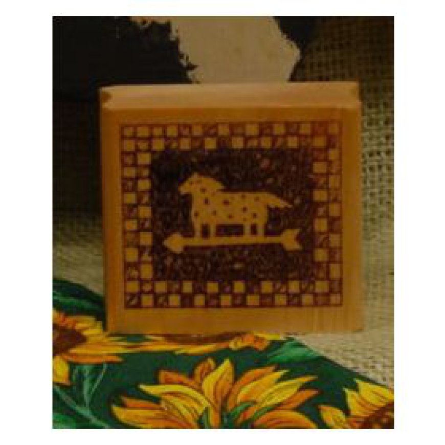 Horse Weathervane Checked Border Stamp: A Classic Blend of Rustic Charm and Creative Design