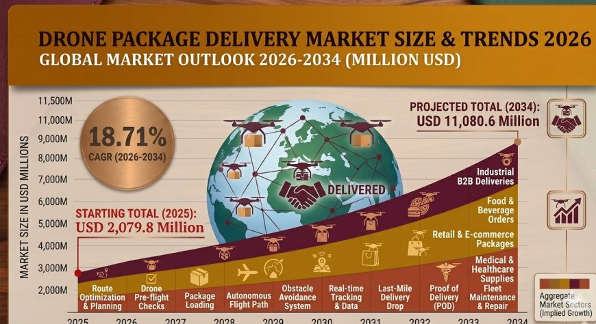 Drone Package Delivery Market Size, Share and Forecast 2026 | USD 11,080.6 Million by 2034