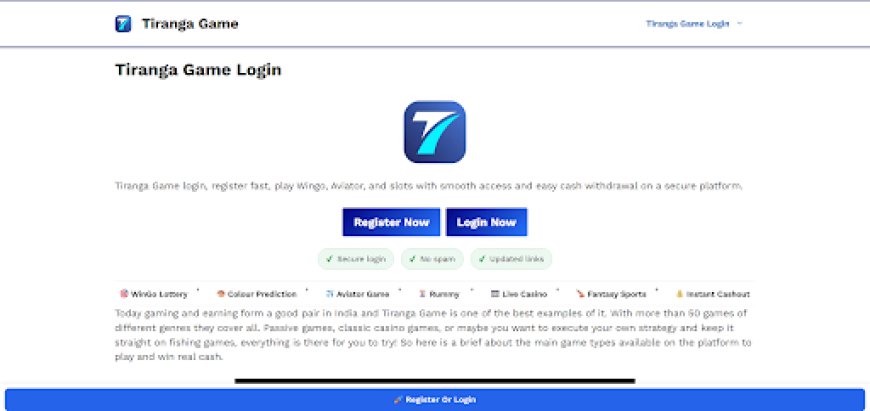 Tiranga Game Login & Win Real Cash