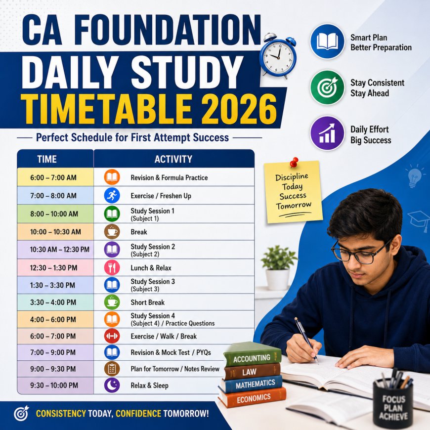 CA Foundation Daily Study Timetable 2026: Perfect Schedule for First Attempt Success