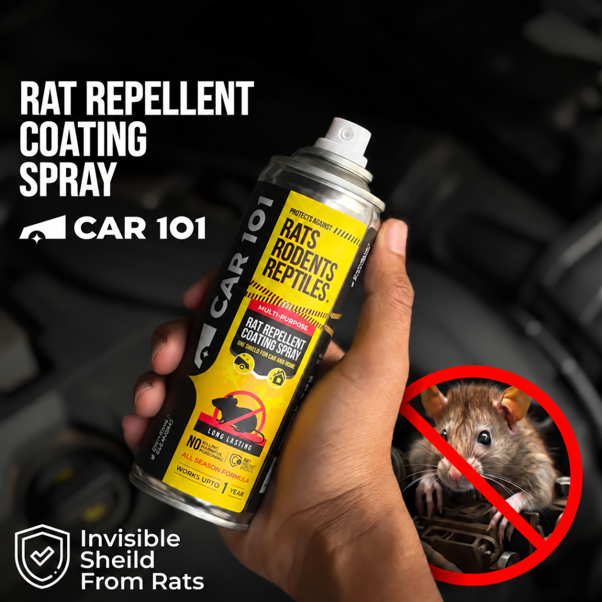 CAR101 Rat Repellent Spray for Car & Bike Wiring Protection