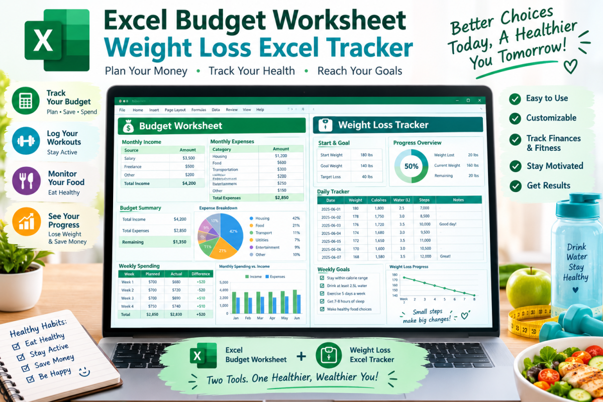Excel Budget Worksheet & Weight Loss Excel Tracker