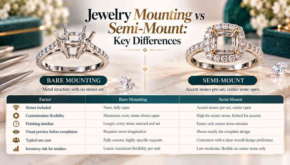 Jewelry Mounting vs Semi-Mount: Key Differences