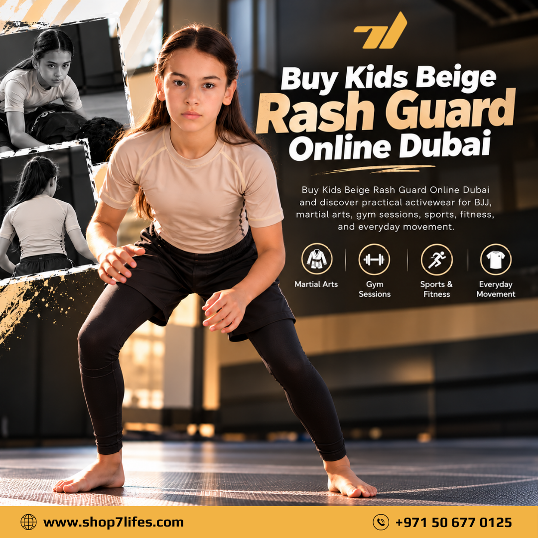 Buy Kids Beige Rash Guard Online Dubai for BJJ, Sports and Active Training 